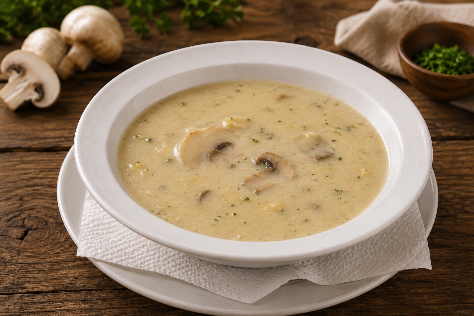 Gombakrémleves (A, C, J) - Pilzcreme suppe (A, C, J) - Cream of mushroom soup (A, C, J)